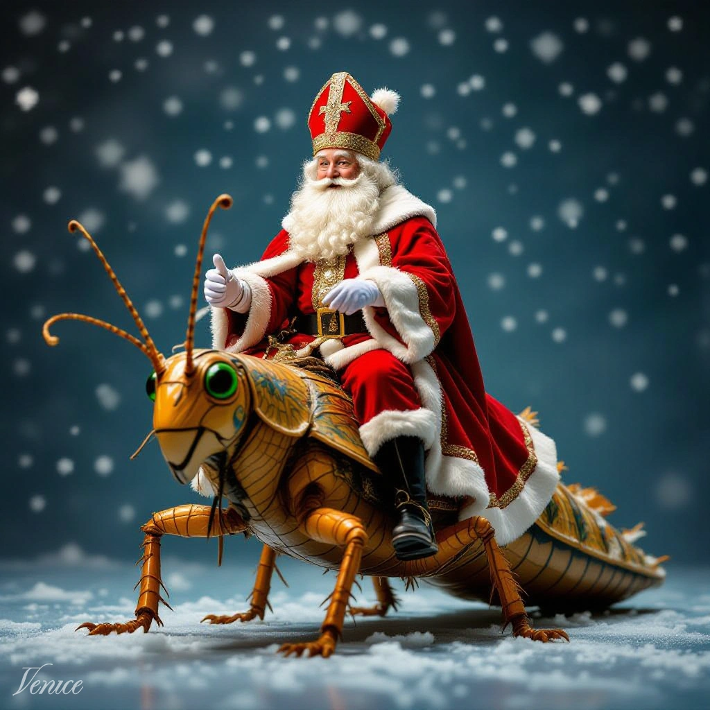 Sinterklaas op een krekel